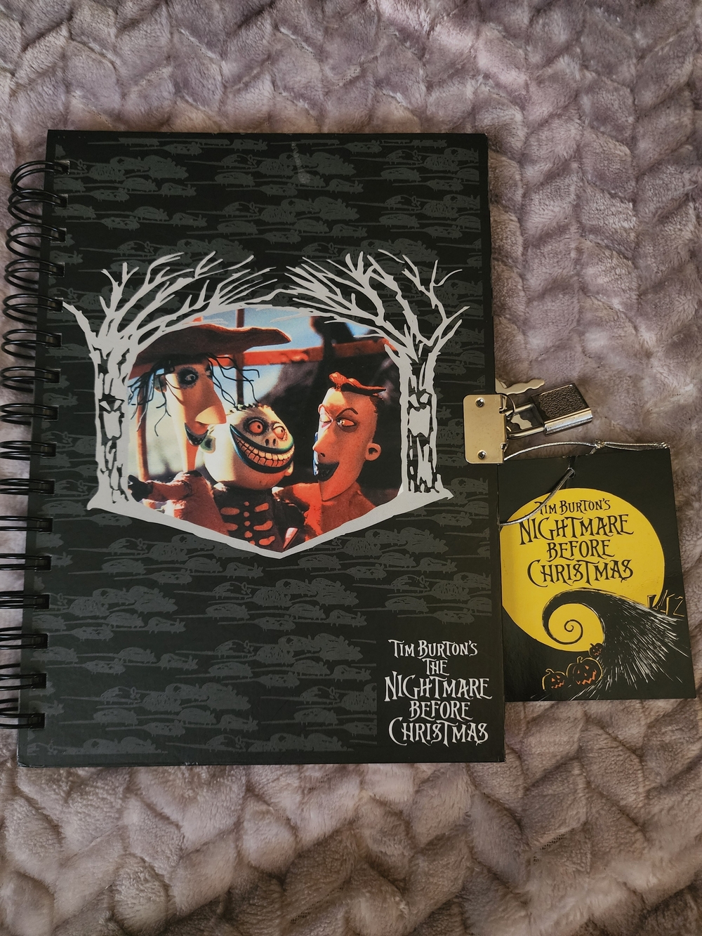 Tim Burton The Nightmare Before Christmas Black Spiral Notebook with Lock/Unused